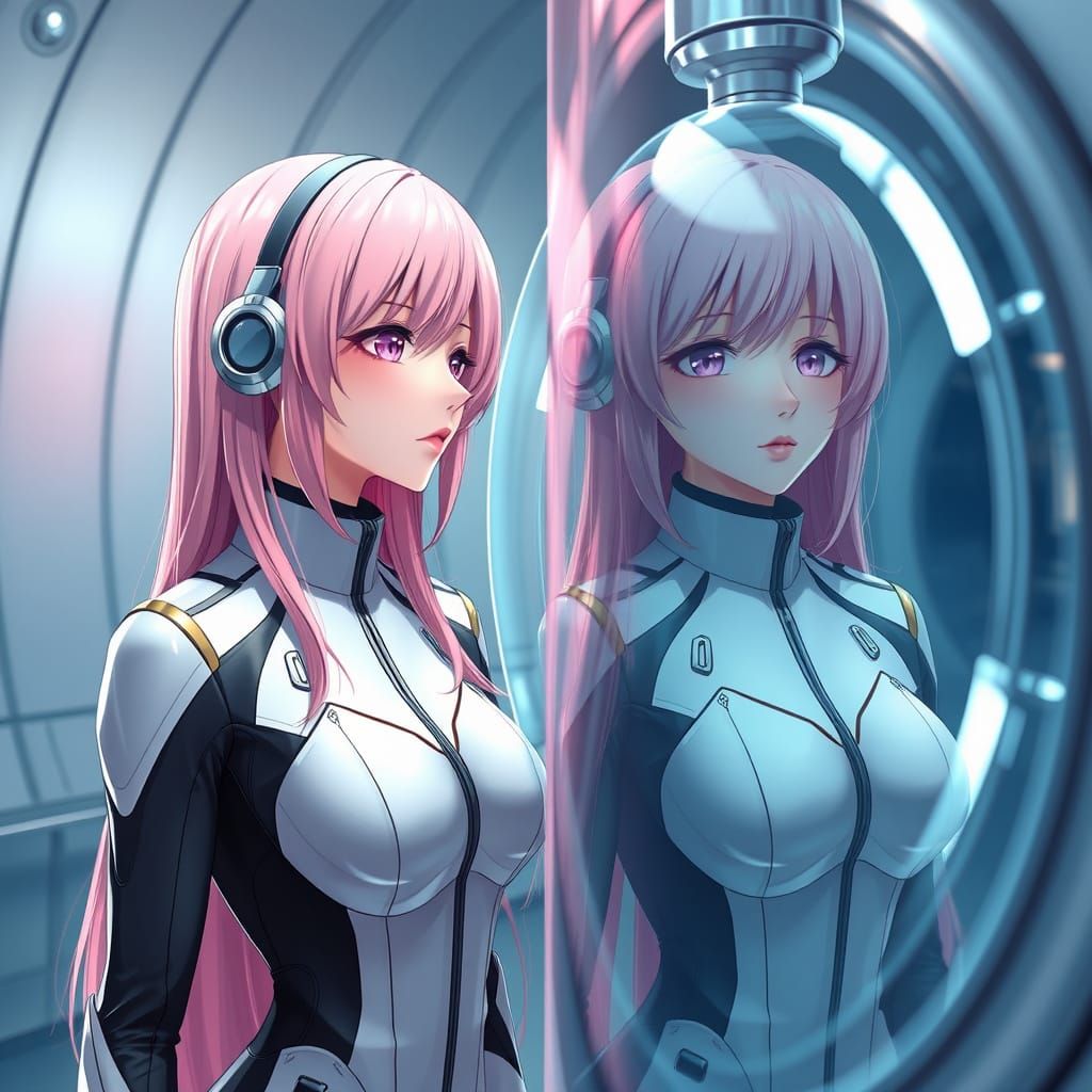 Woman and Clone in Kemomimi Hoshigun Art Style