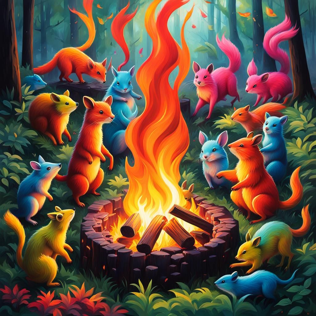 Dancing Forest Animals in Graffiti Art Style