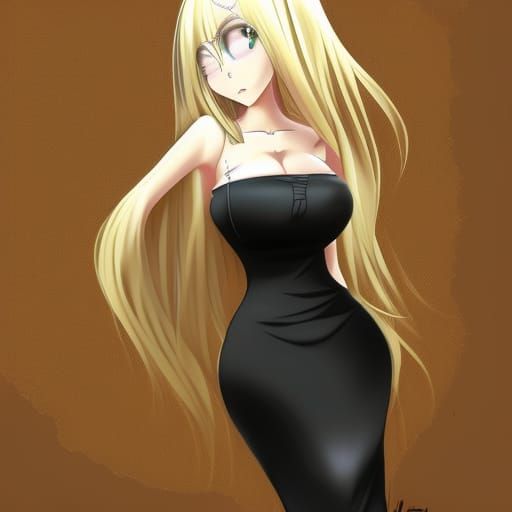Anime Girl in See-Through Dress, Manga Style