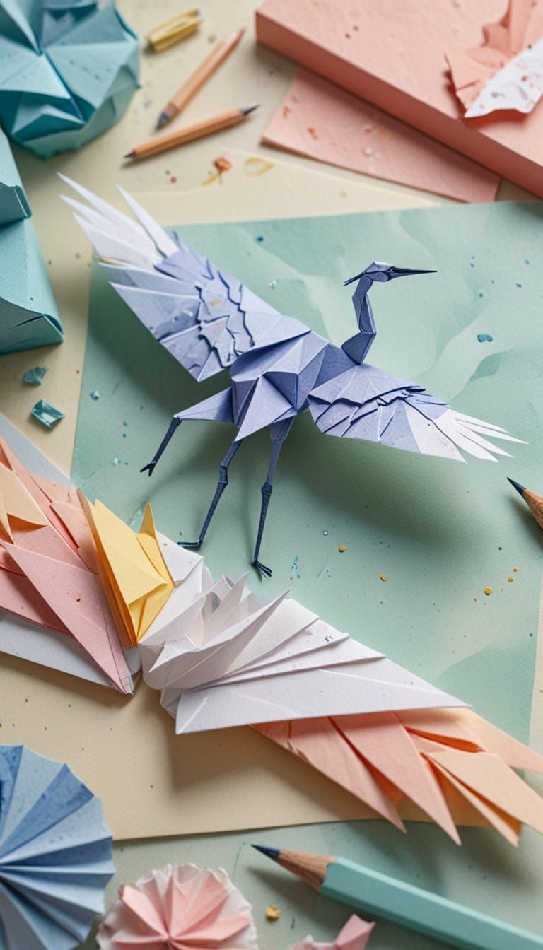 Elegant Origami Crane in Soft Focus