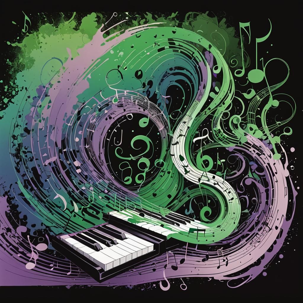 Distorted Musical Notes in Cool Jazz Style