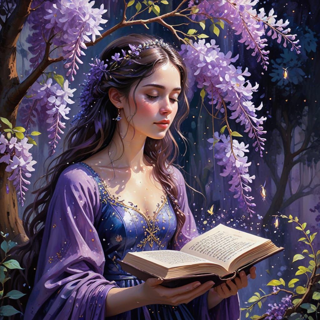 Dreamy Enchanted Forest Goddess in Vibrant Gouache Masterpie...