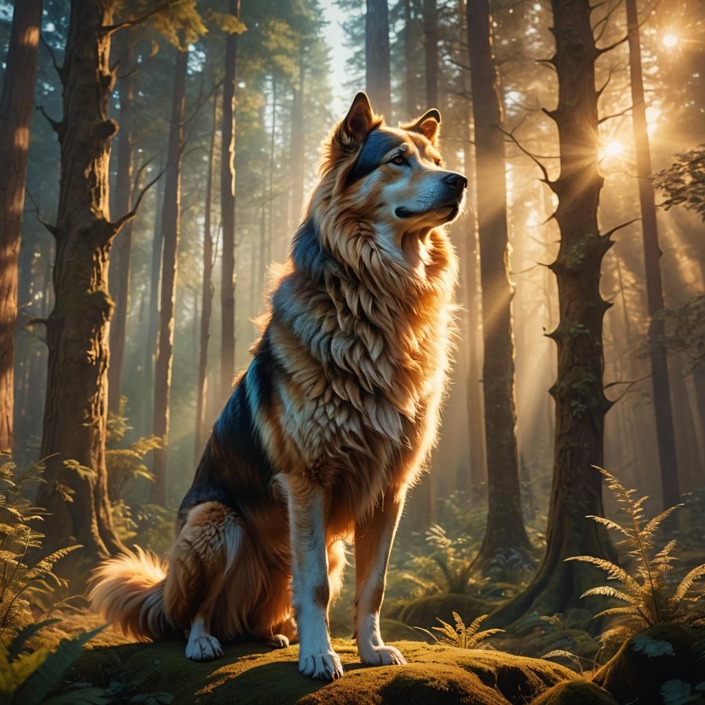 Giant Dog in Mystical Forest: Fantasy Concept Art