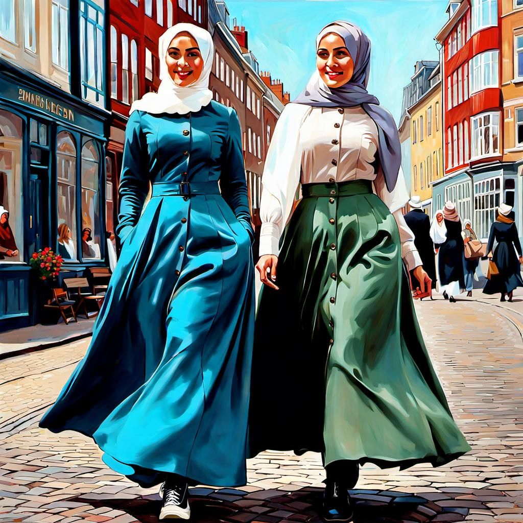Danish Girls in Copenhagen: An Oil Painting