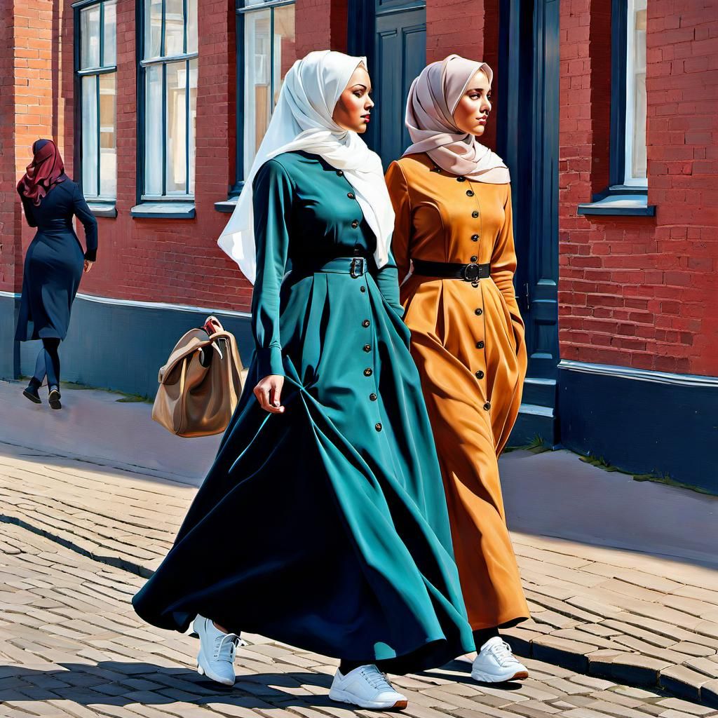 Danish Girls in Copenhagen: Victorian Oil Painting