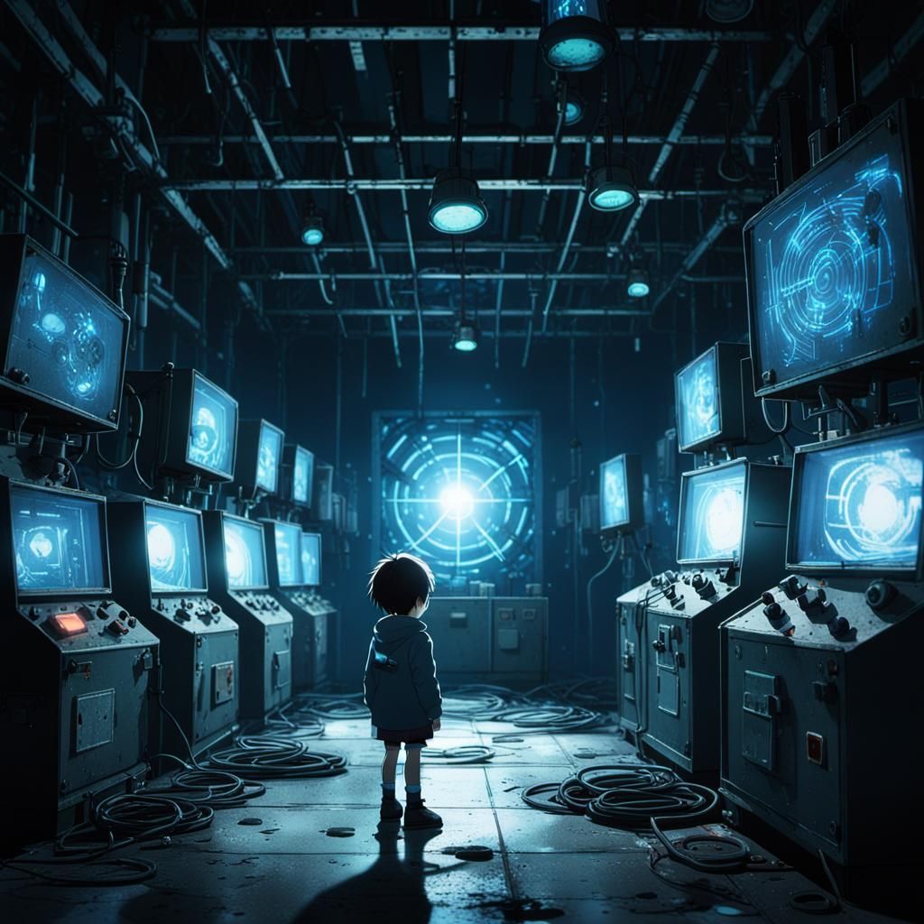 Child Silhouette in Abandoned Evil Scientist Lab