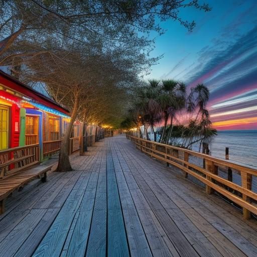 Impressionistic Musician Under a Beach Boardwalk