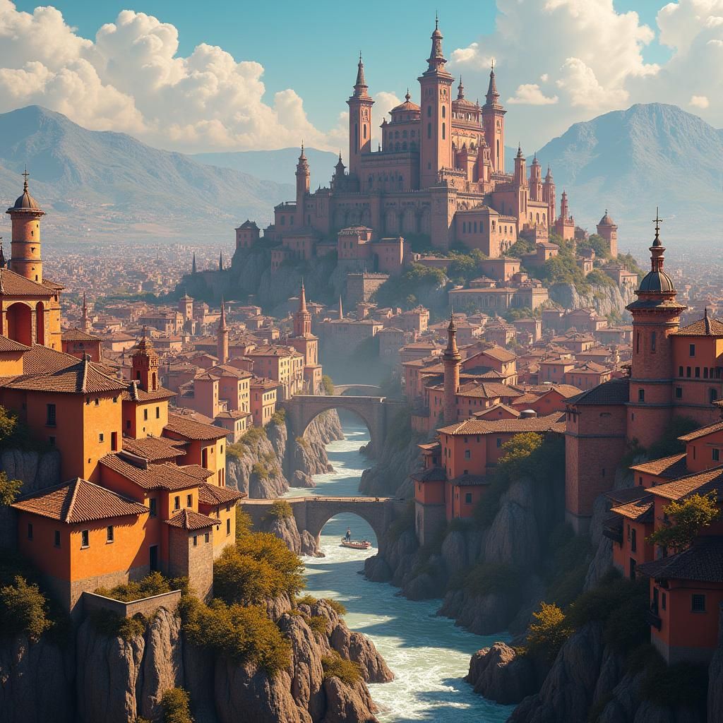 Fantasy Spanish Capital City with Grand Castles