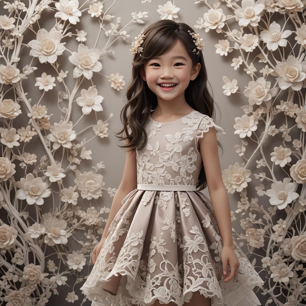 Toddler Girl in White Dress: Detailed Fantasy Art