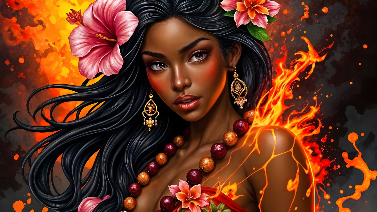 Hawaiian Lava Goddess in Graffiti Street Art