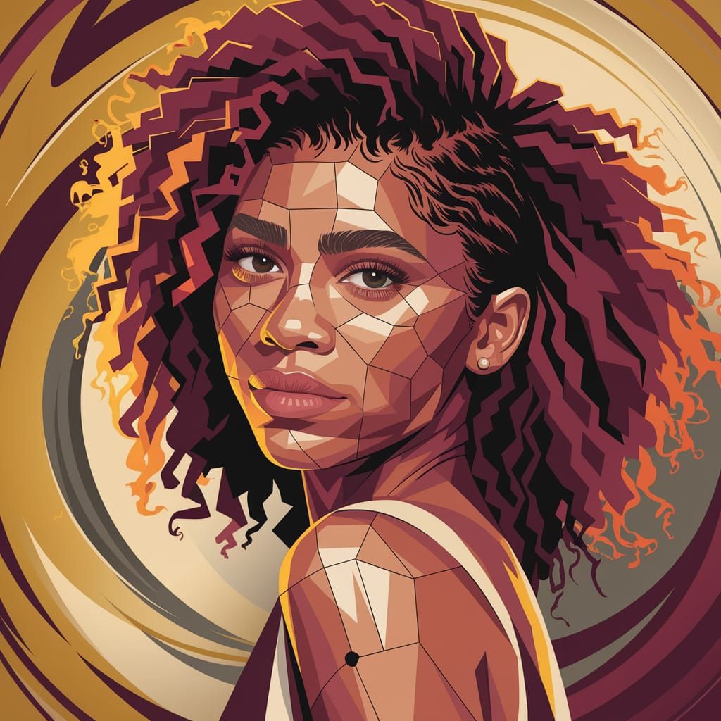 Geometric Portrait in Cubist Art Style