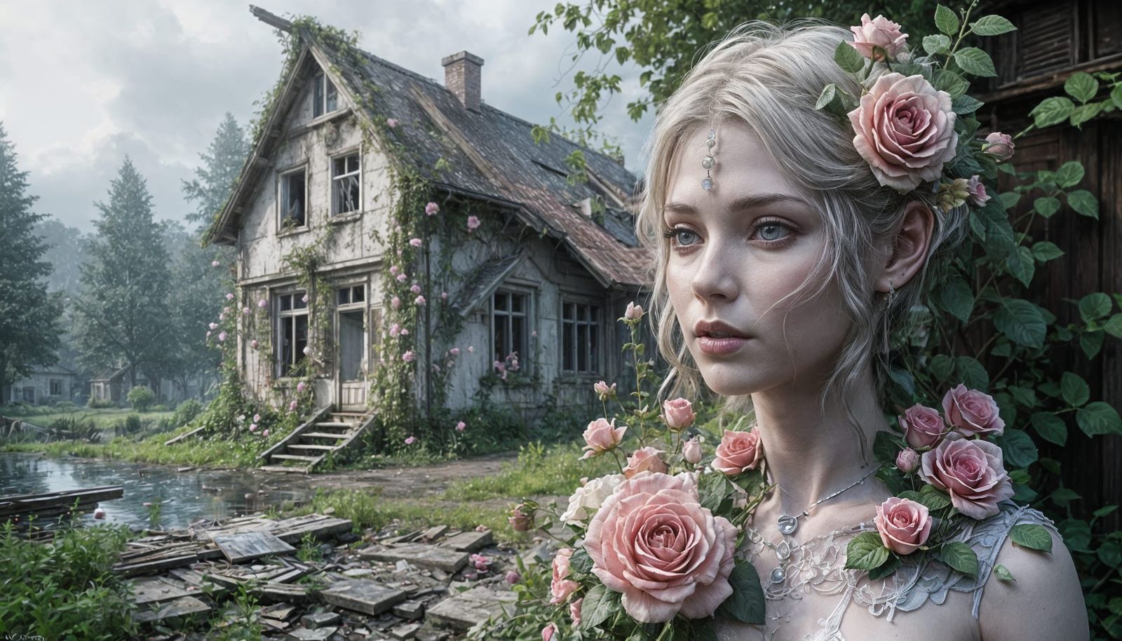 Ethereal Fairy in Abandoned House: 3D Render