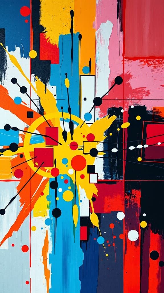 Vibrant Geometric Explosion Abstract Art