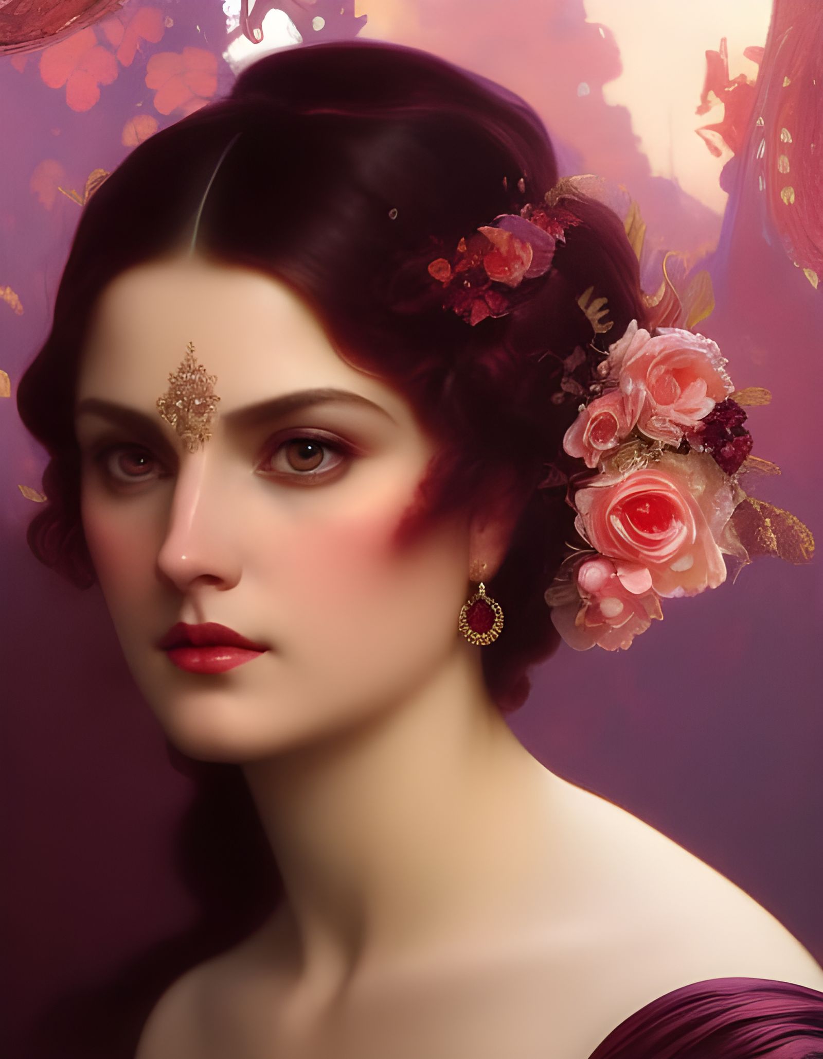 Goddess of Wine Portrait in Art Nouveau Style