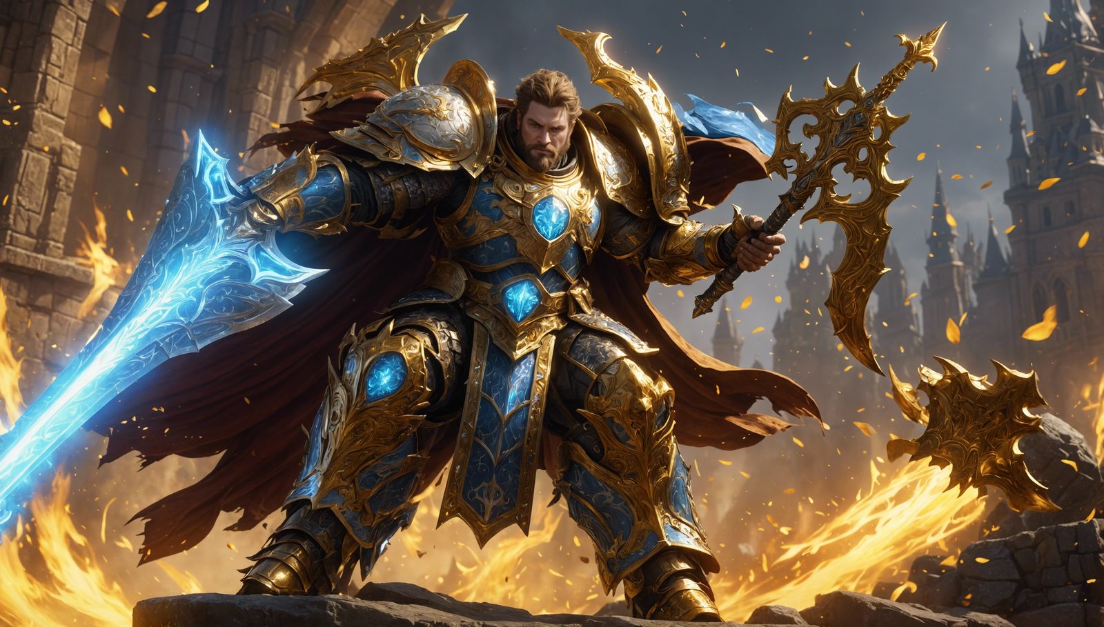 Frost Mage Casting Spell in Warcraft Art Style