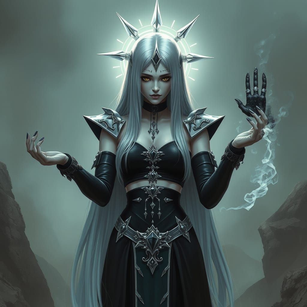 Goddess of Despair in Futuristic Darkscape