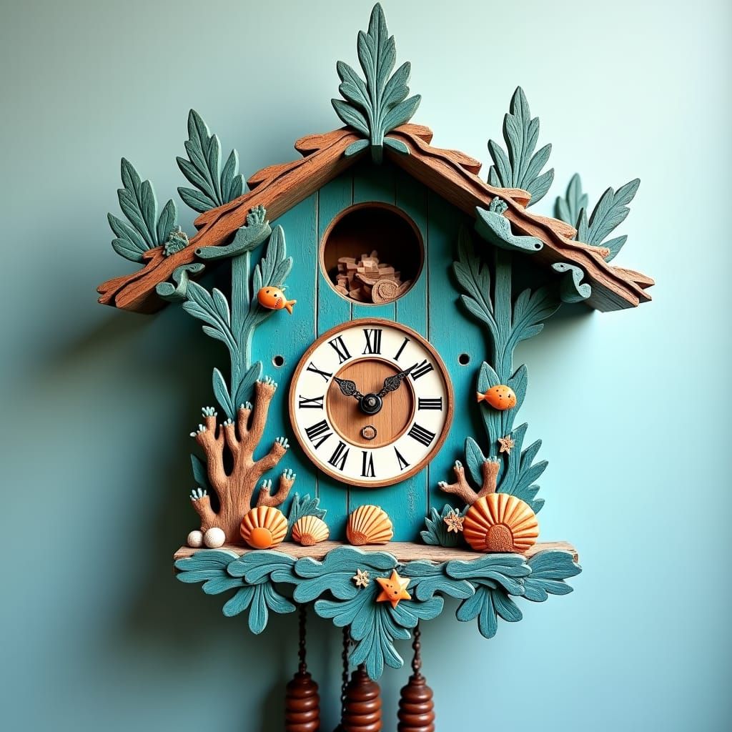 Oceanic Cuckoo Clock in Impressionist Style