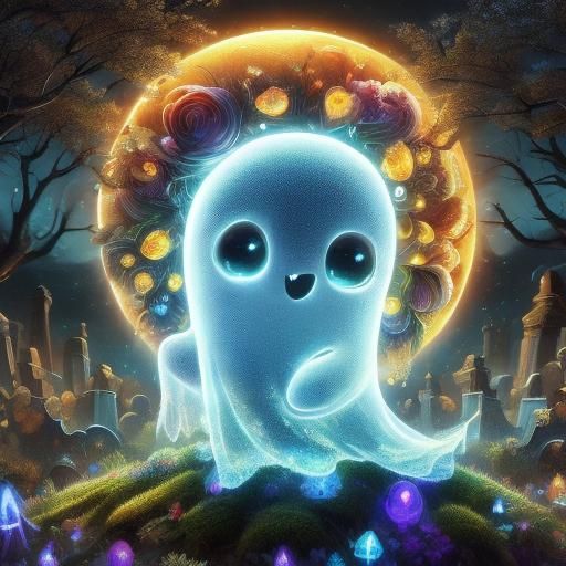 Ghost Portrait in Spooky 8-bit Digital Art Style