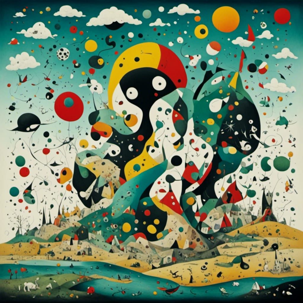 Abstract Seascape in the Style of Miró