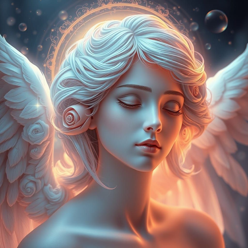 Ethereal Angel in Dreamy, Art Nouveau-Inspired Portrait