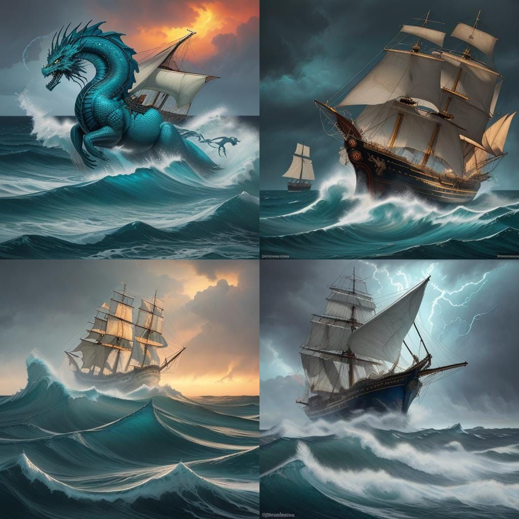 Phantasmal Galleon Navigating a Raging Sea