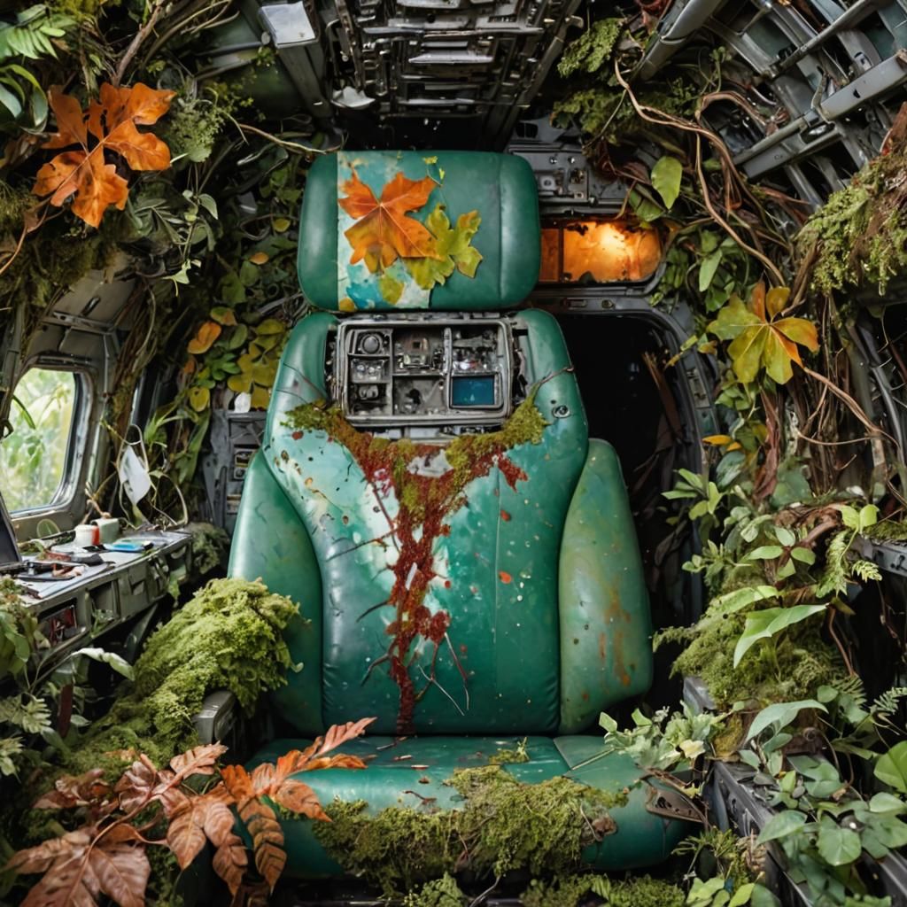Jungle Cabin: Overgrown 747 Wreck in Watercolor