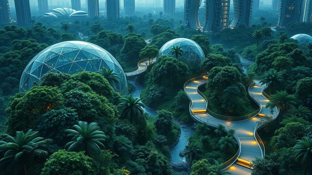 Vibrant Green Metropolis: Eco-Friendly Futuristic City
