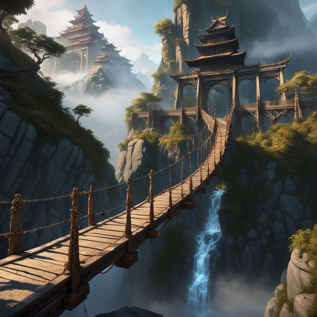 Mystical Temple on Mountain: Hyperdetailed Concept Art