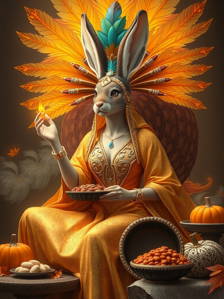 Rabbit Harvest Goddess Conjures Thanksgiving Feast