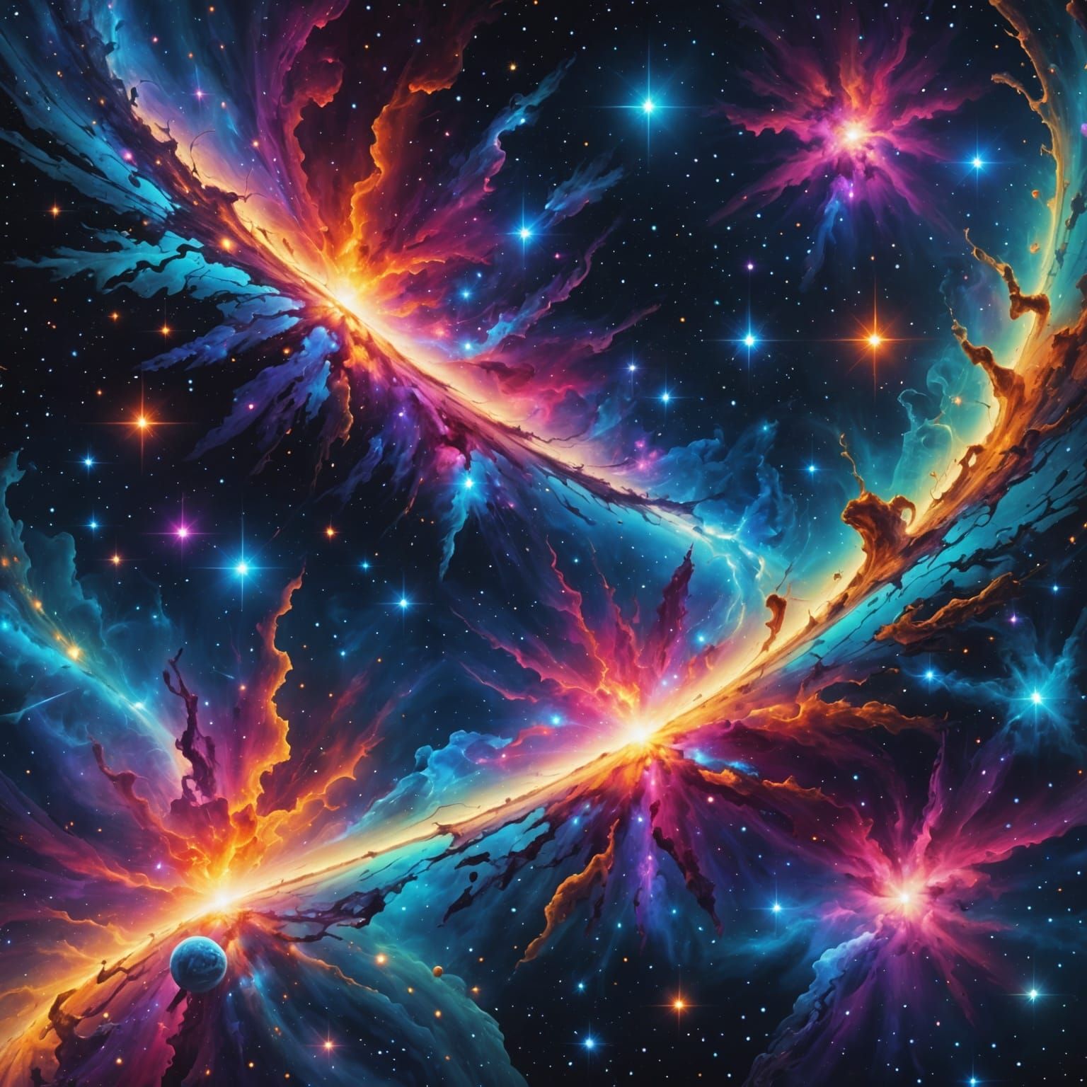 Cosmic Holographic Galaxy in Vibrant Colors