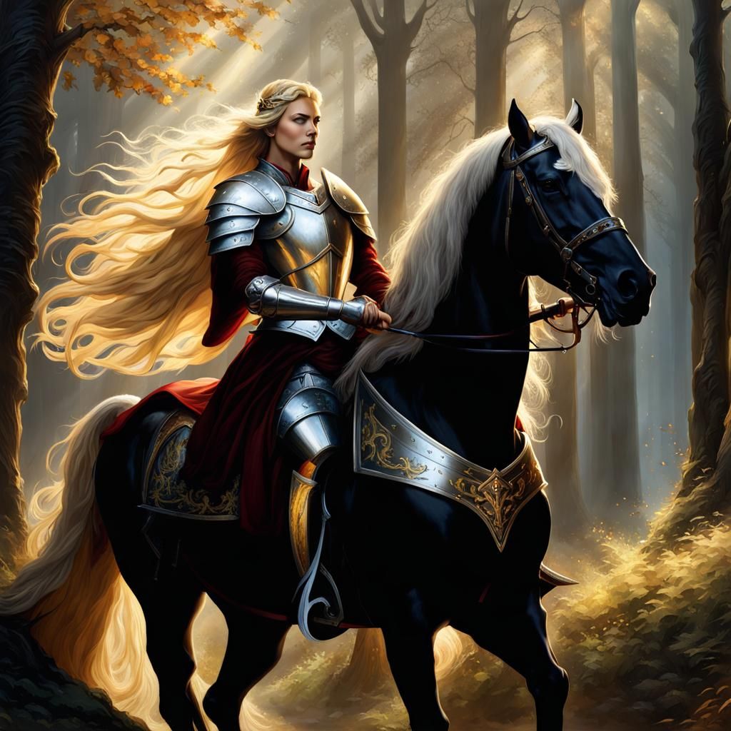 Gallant Knight and Courageous Princess in Fantasy Realm