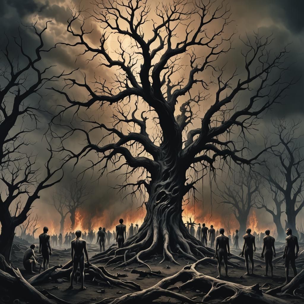 Apocalyptic Gathering in Surrealist Dark Fantasy Art
