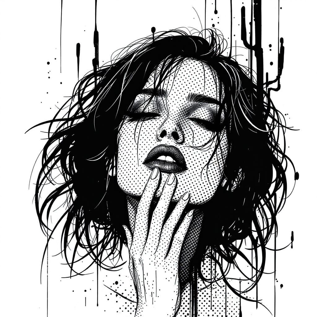 Baroque Pop Art Wireframe Fusion: Dramatic Light and Structu...