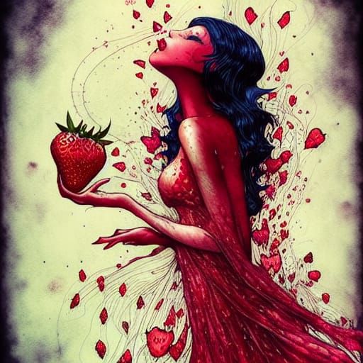 Strawberry Woman: A Digital Art Masterpiece