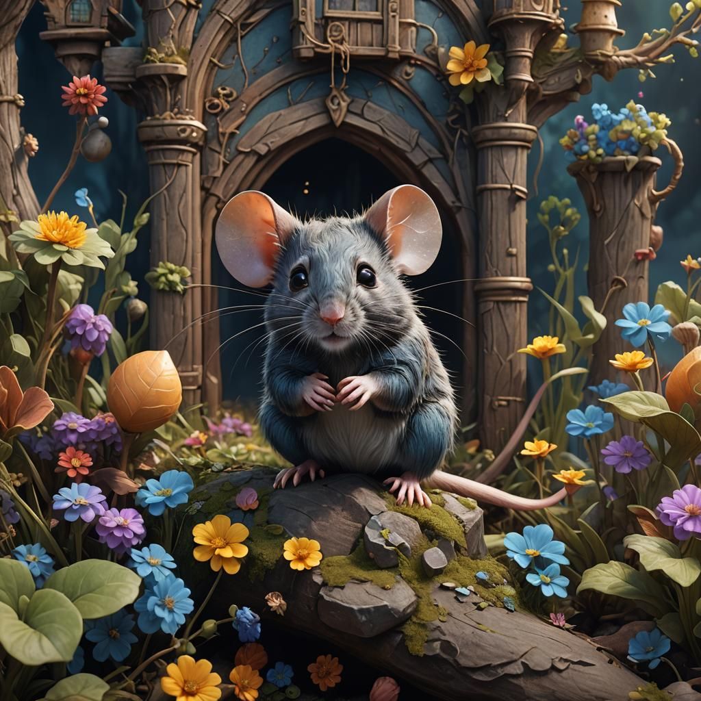 Cute Mouse in Detailed Matte Painting