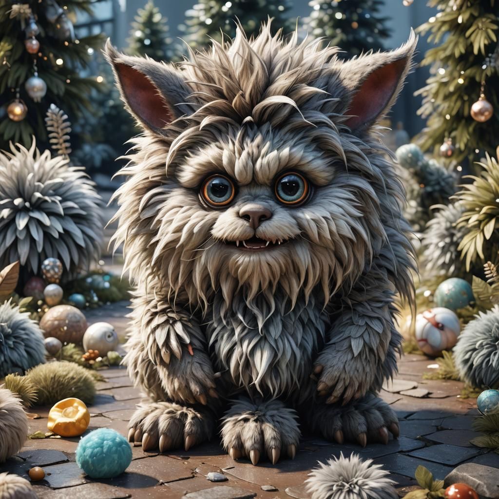 Adorable Fur Monster in Hyperrealistic Style