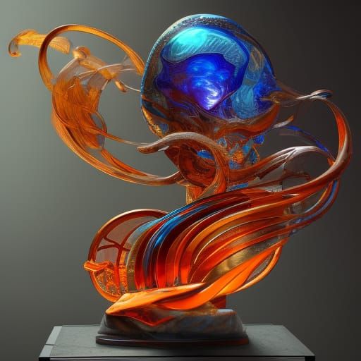 Intricate Glass Sculpture with Dynamic Lighting