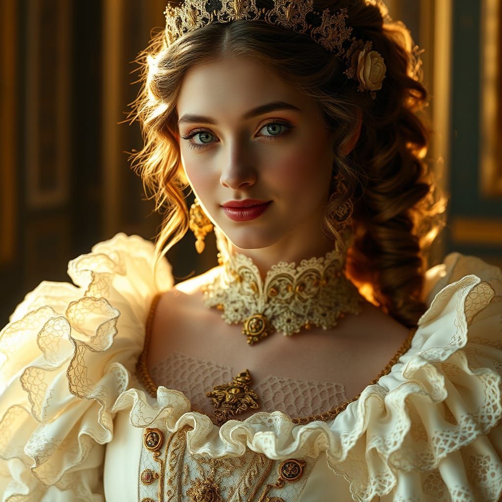 Ethereal Woman in Renaissance-Medieval Gown