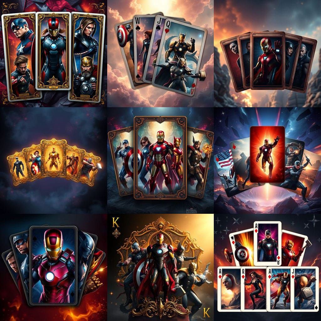 Epic Marvel Playing Cards in Surreal, Detailed Fantasy Art