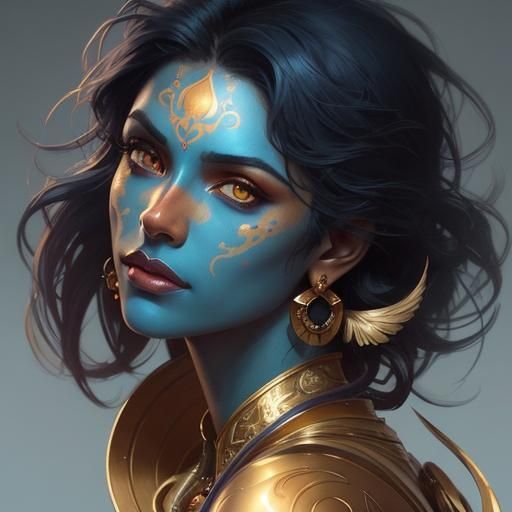 Indian Woman with Clown Makeup in Splash Art Style