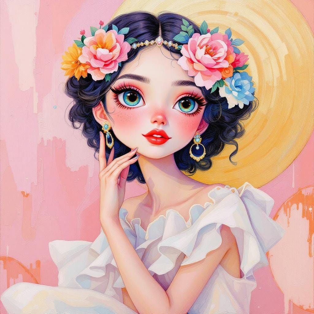 Elegant Portrait of Hesperia in Acrylic-on-Canvas Style