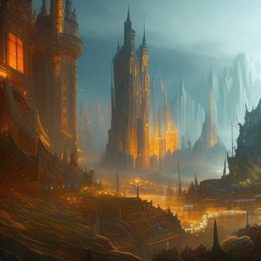 Fantastical Domed City in Detailed Matte Painting