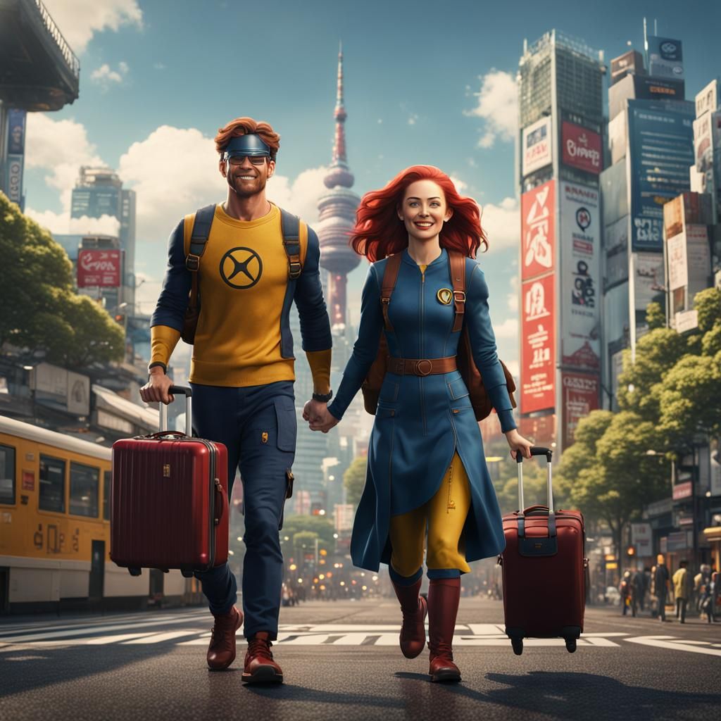 Cyclops and Jean Grey Sightseeing in Tokyo