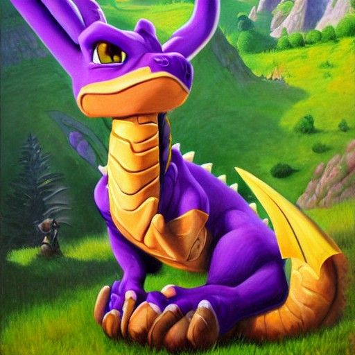 Spyro the Dragon as Oil Painting
