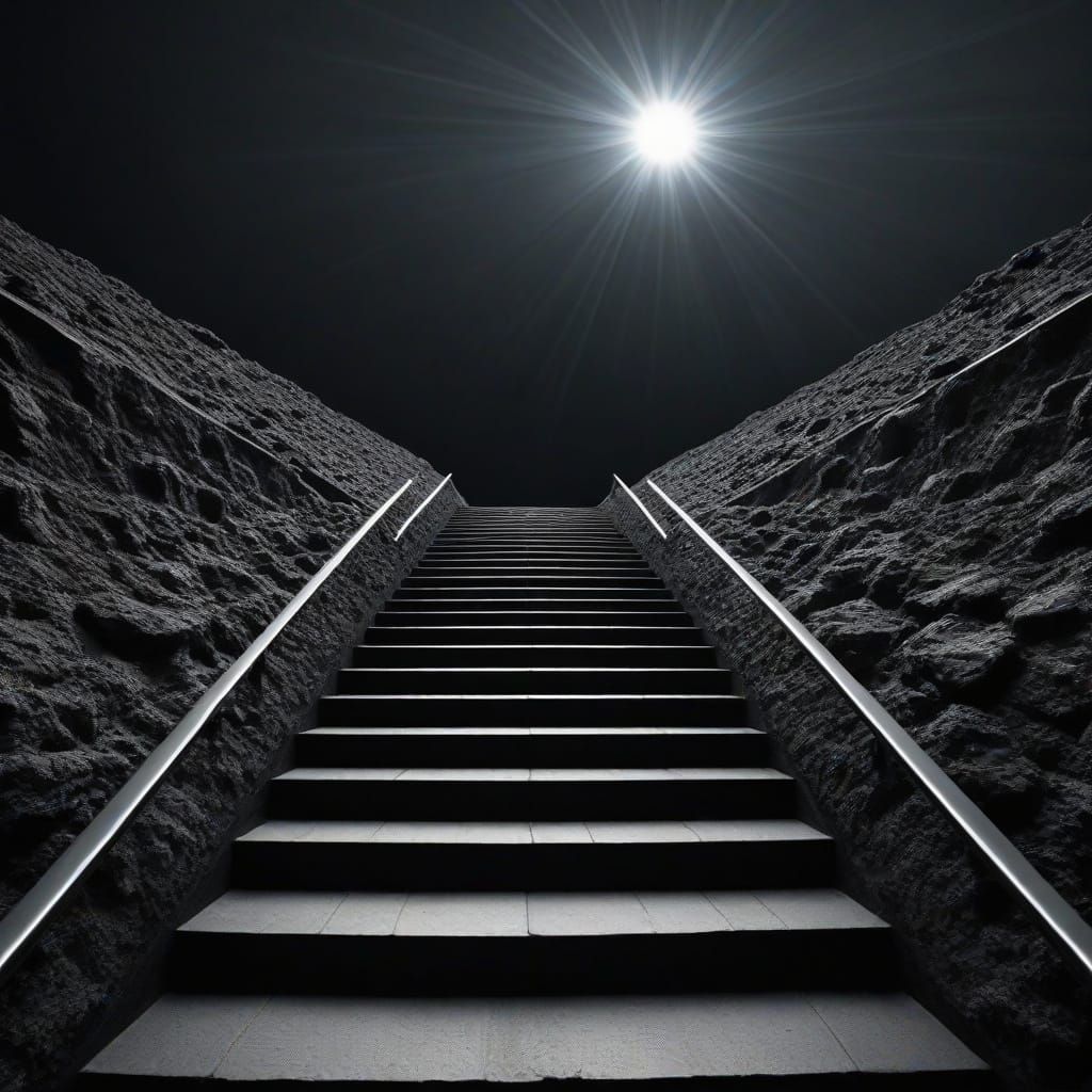 Stairway to Parallel Universe Beneath Black Sun