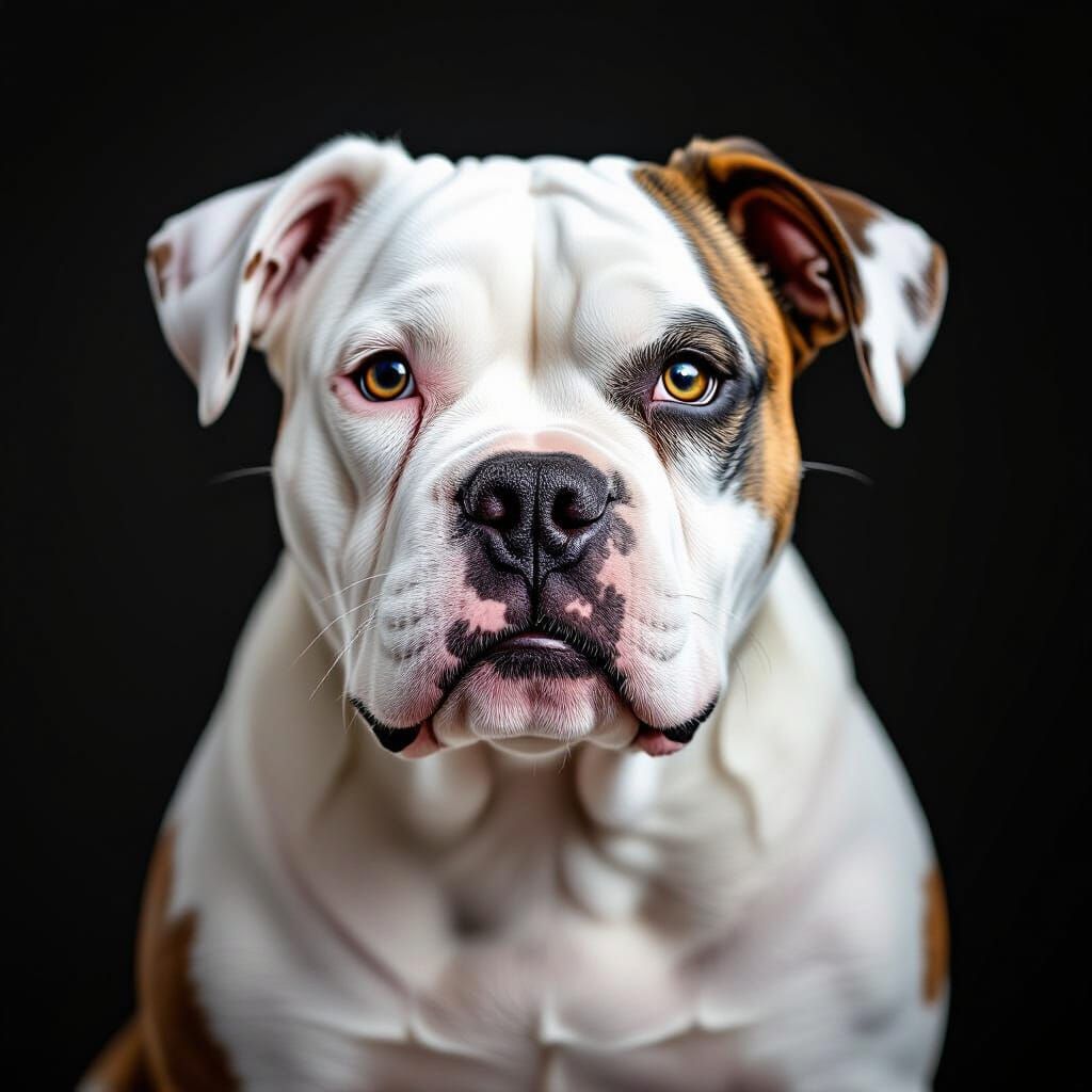 White American Bulldog with Black Eye Spot, Photorealistic P...