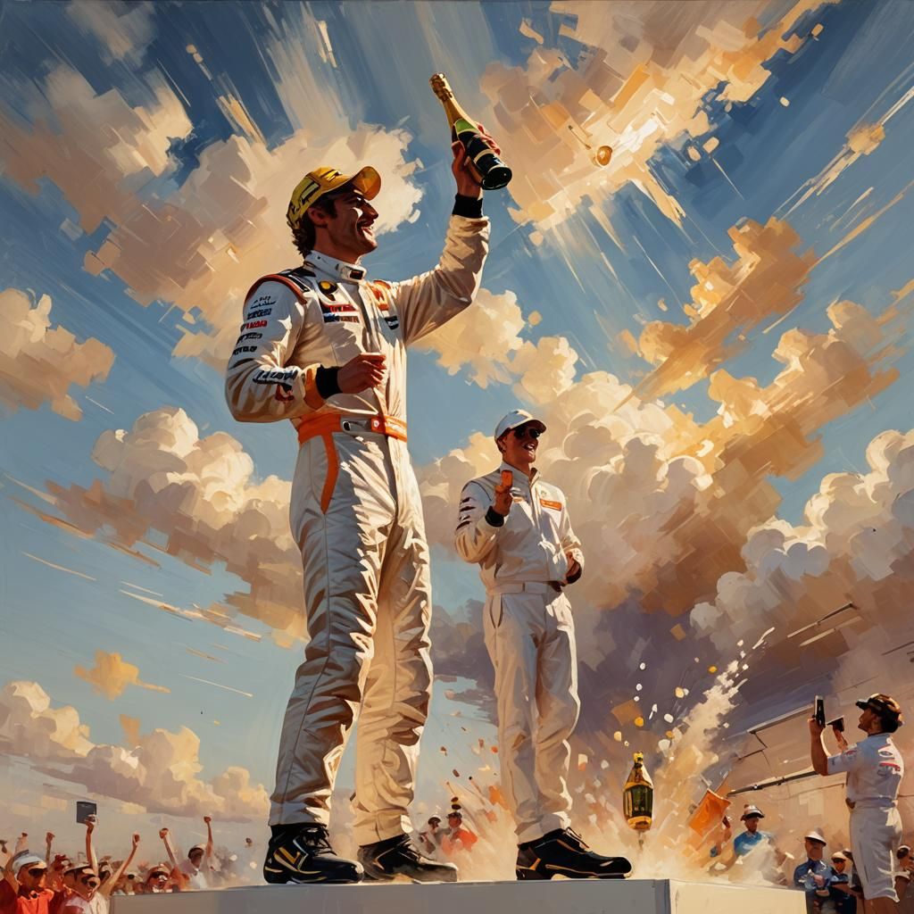 Formula 1 Victory in Impressionist Style