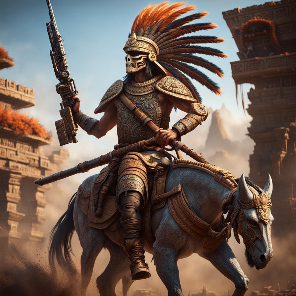 Aztec Dragoon with Long Gun in Gunpowder Age