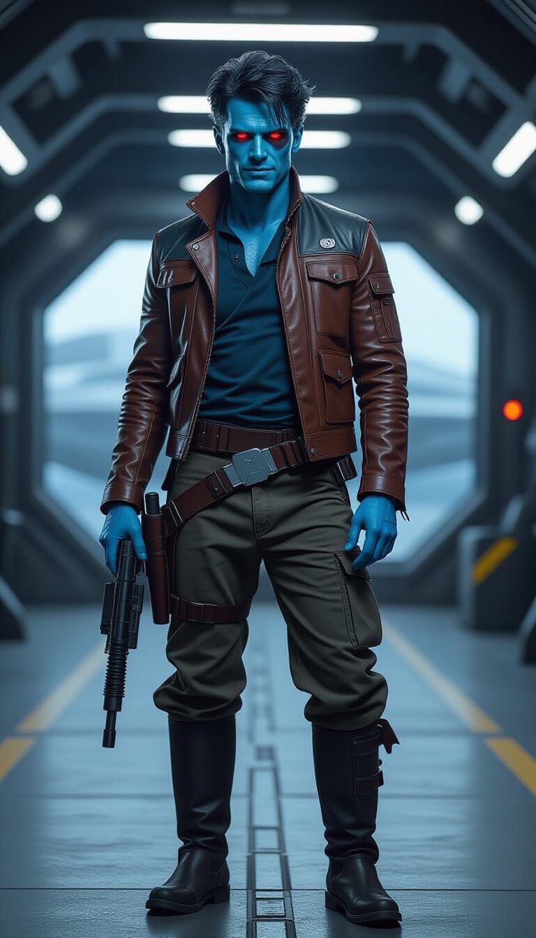 Star Wars Chiss Smuggler in Hangar, Photorealistic