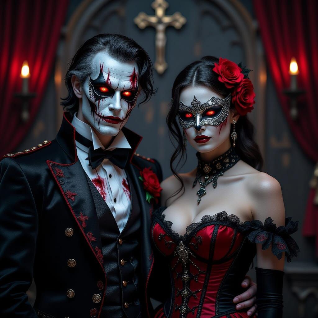 Undead Couple in Gothic Halloween Photograph